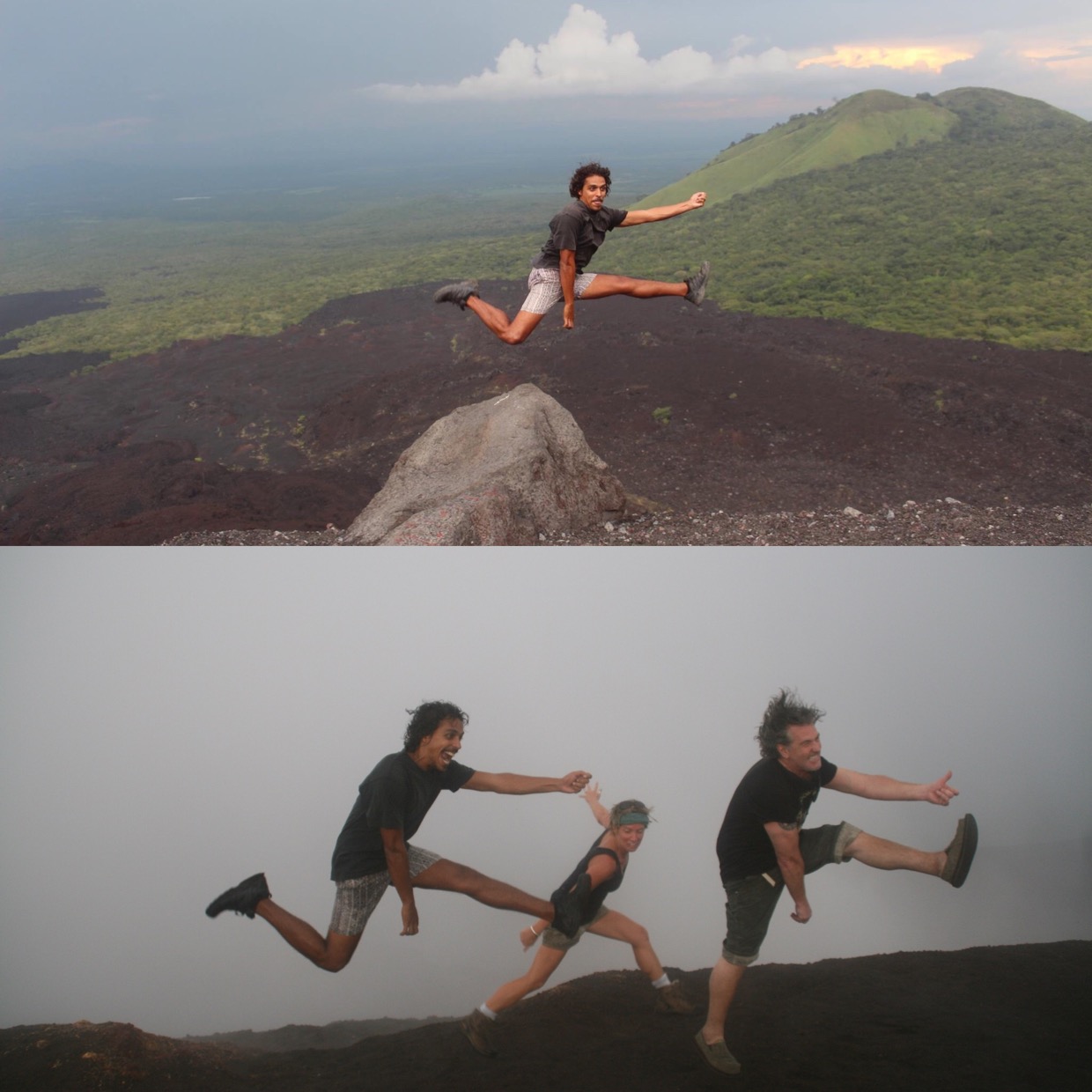 Air guitar collage at cerro negro in leon