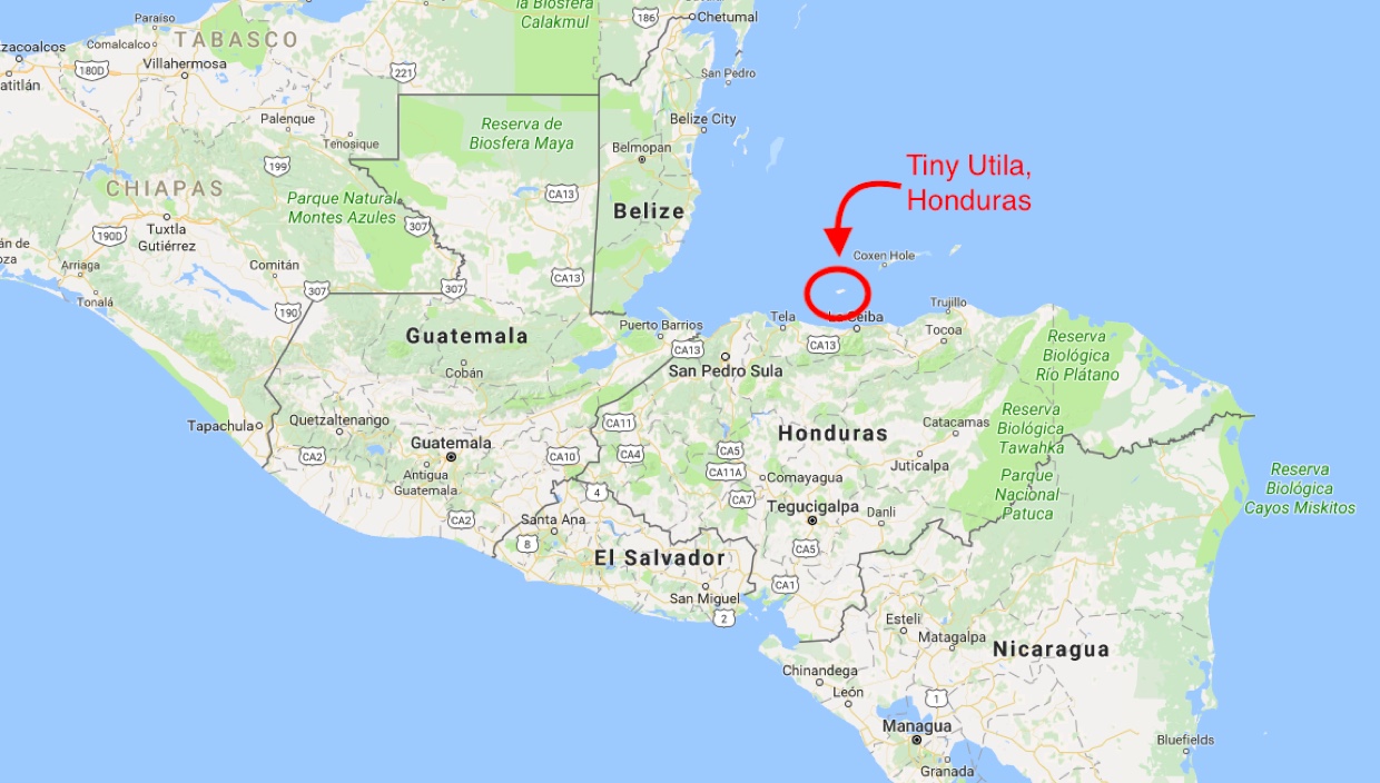 Map of utila honduras