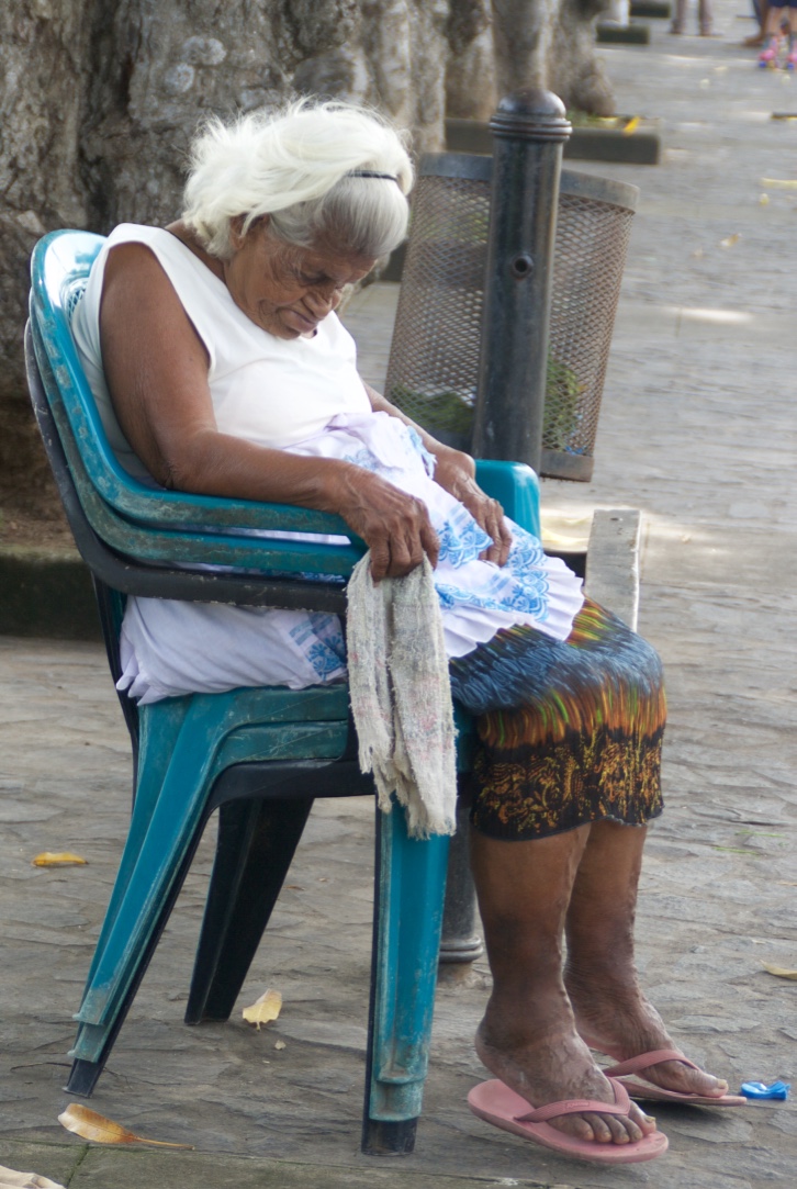 Old woman sleeping in granada