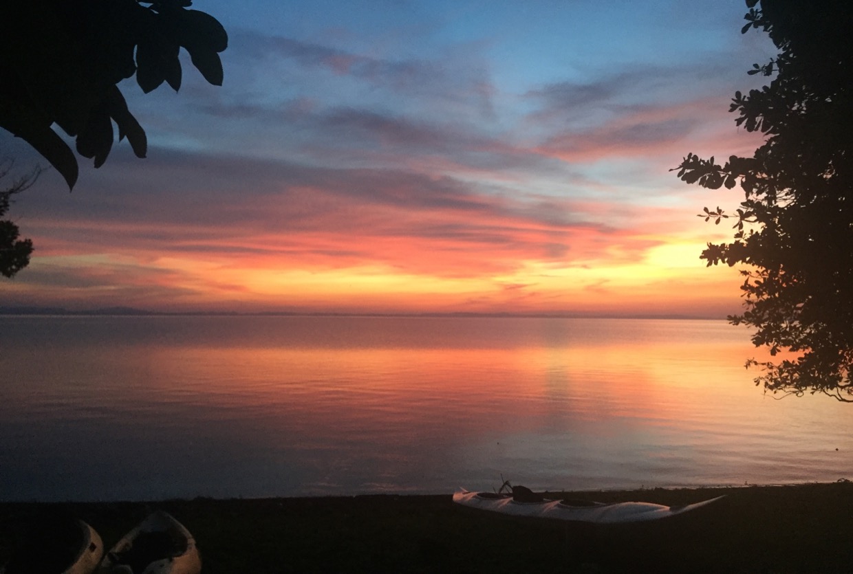 Sunset over lake nicaragua in ometepe