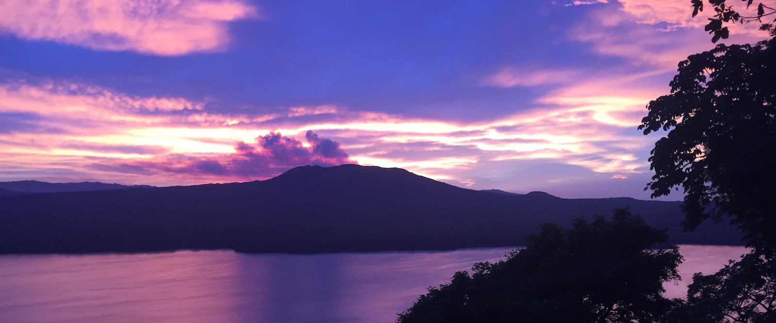 Sunset over volcano in masaya