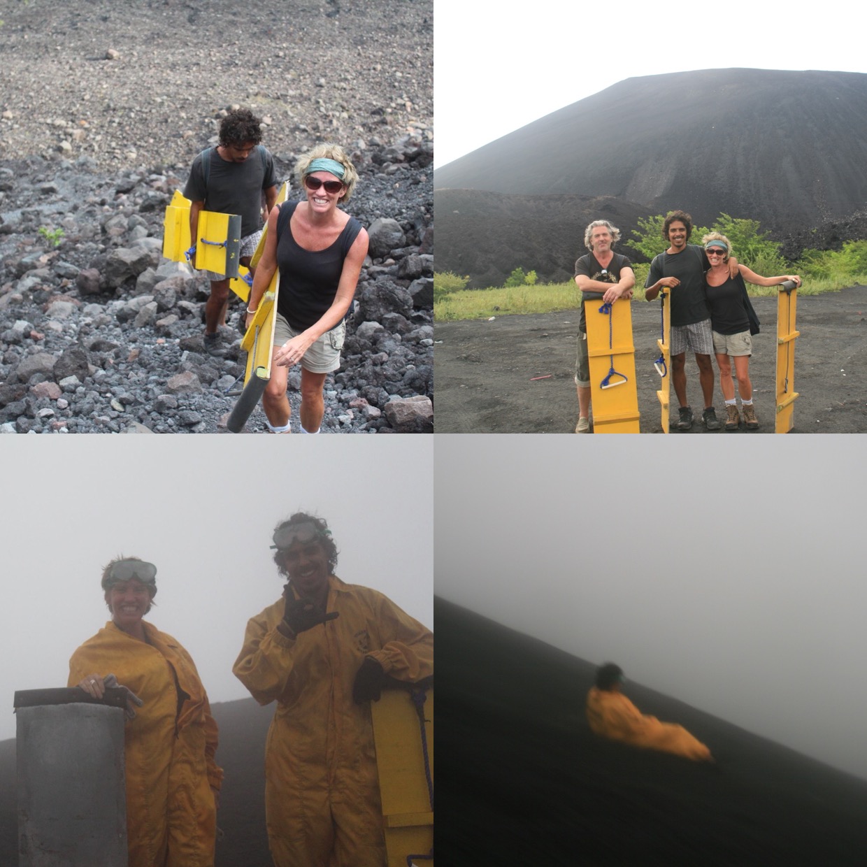 Tan and v volcano boarding at cerro negro in leon