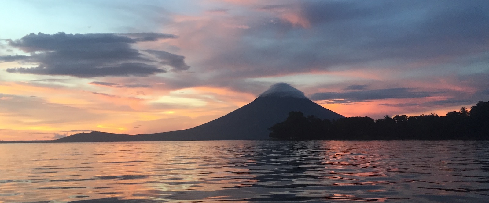 Volcano at sunset in ometepe